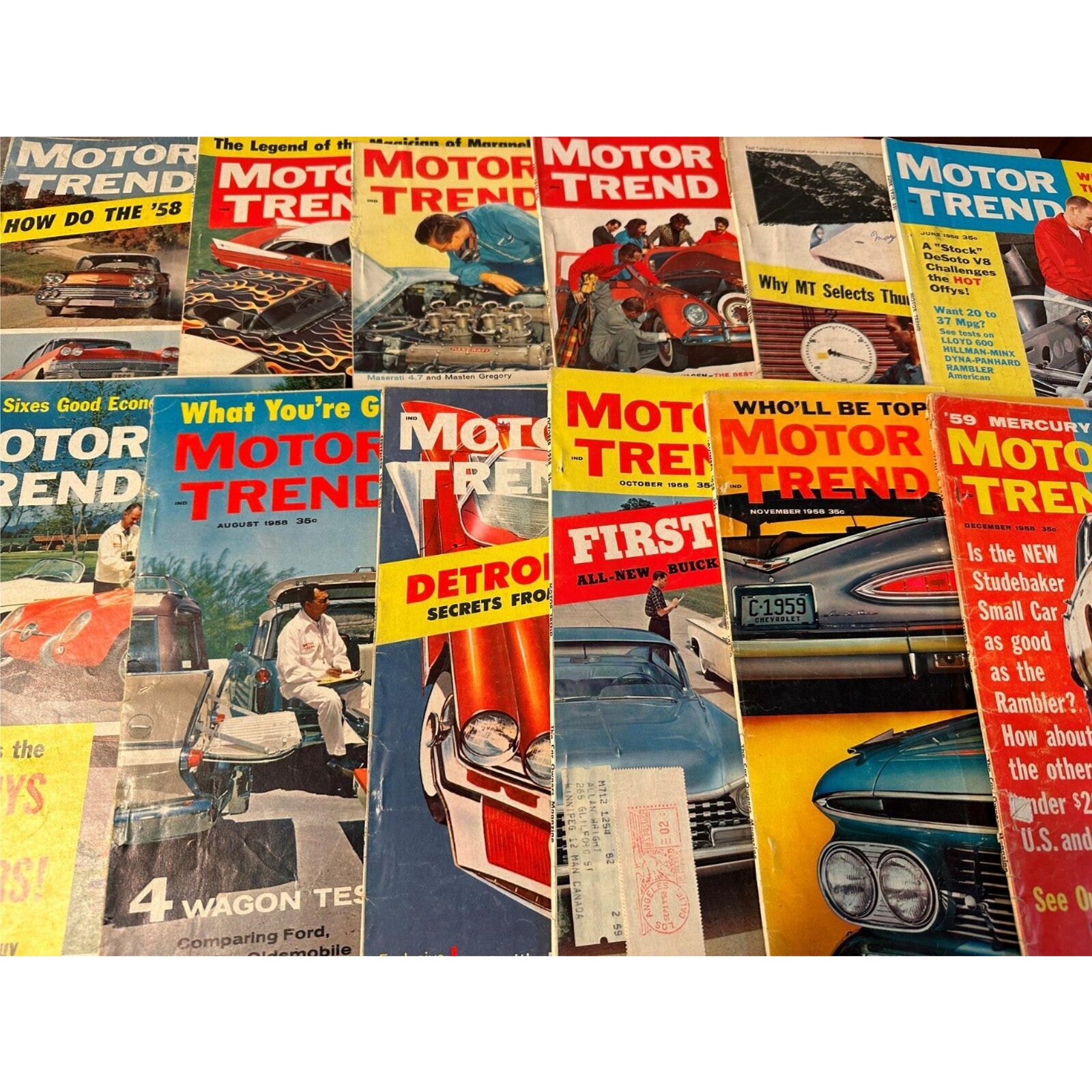 Motor Trends 1958 Complete All 12 Different Sports Car Magazine (Lot MT06)