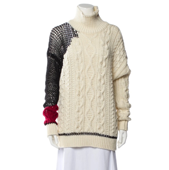 EUC JEAN PAUL GAUTIER TRENDY WOOL BLEND MIXED KNIT TURTLENECK SWEATER MEDIUM