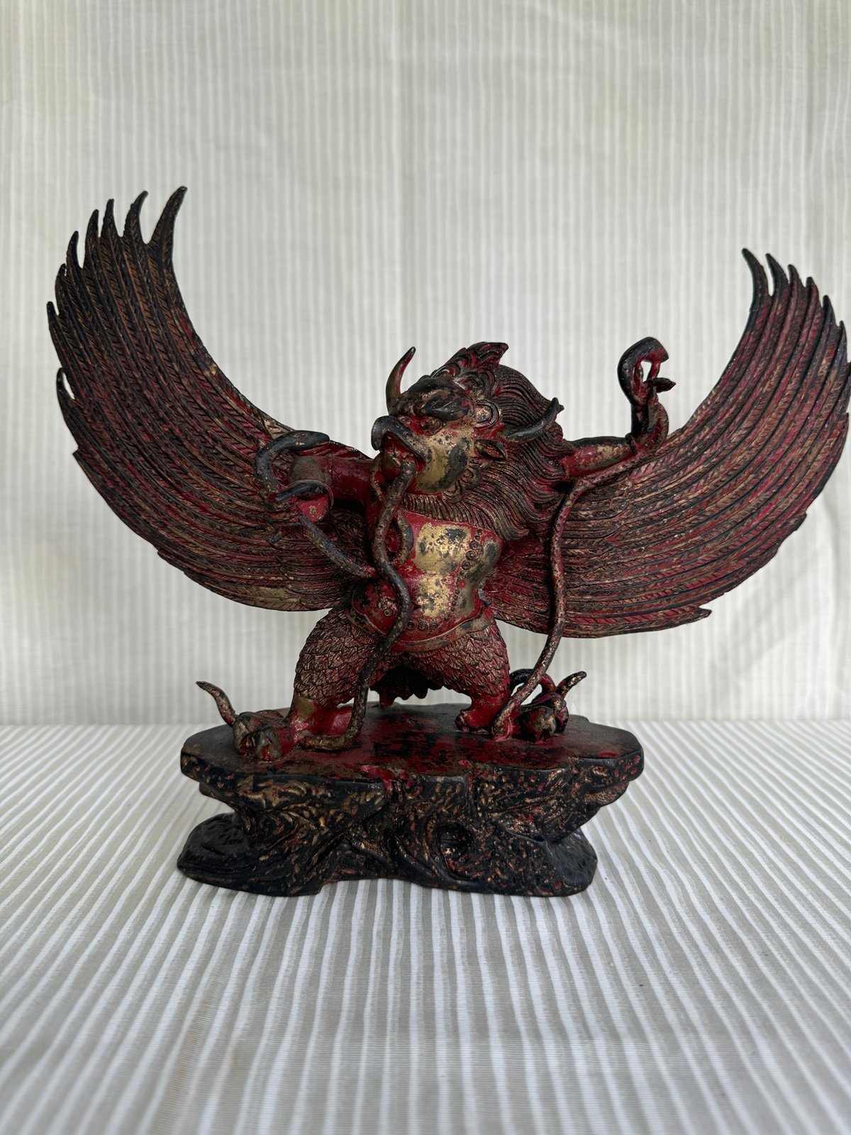 Old Tibetan statue of Garuda 9 1/2 tall by 12 wide