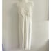 Vintage VANITY FAIR Full Dress SLIP Nylon SHEER Chiffon Floral LACE Sz 38 Ivory