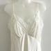 Vintage VANITY FAIR Full Dress SLIP Nylon SHEER Chiffon Floral LACE Sz 38 Ivory