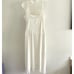 Vintage VANITY FAIR Full Dress SLIP Nylon SHEER Chiffon Floral LACE Sz 38 Ivory