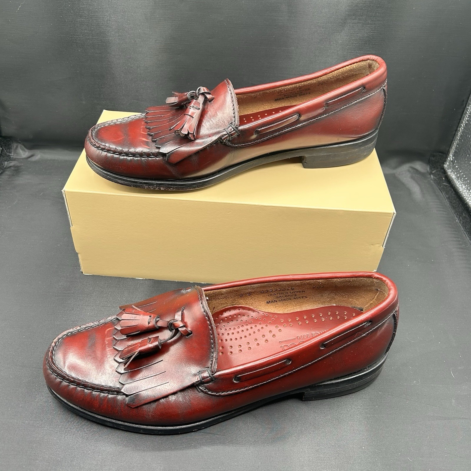 GH Bass & Co Weejuns Loafer Kilt Tassle Mens Size 8 C Oxblood Cowboy Dress Shoes