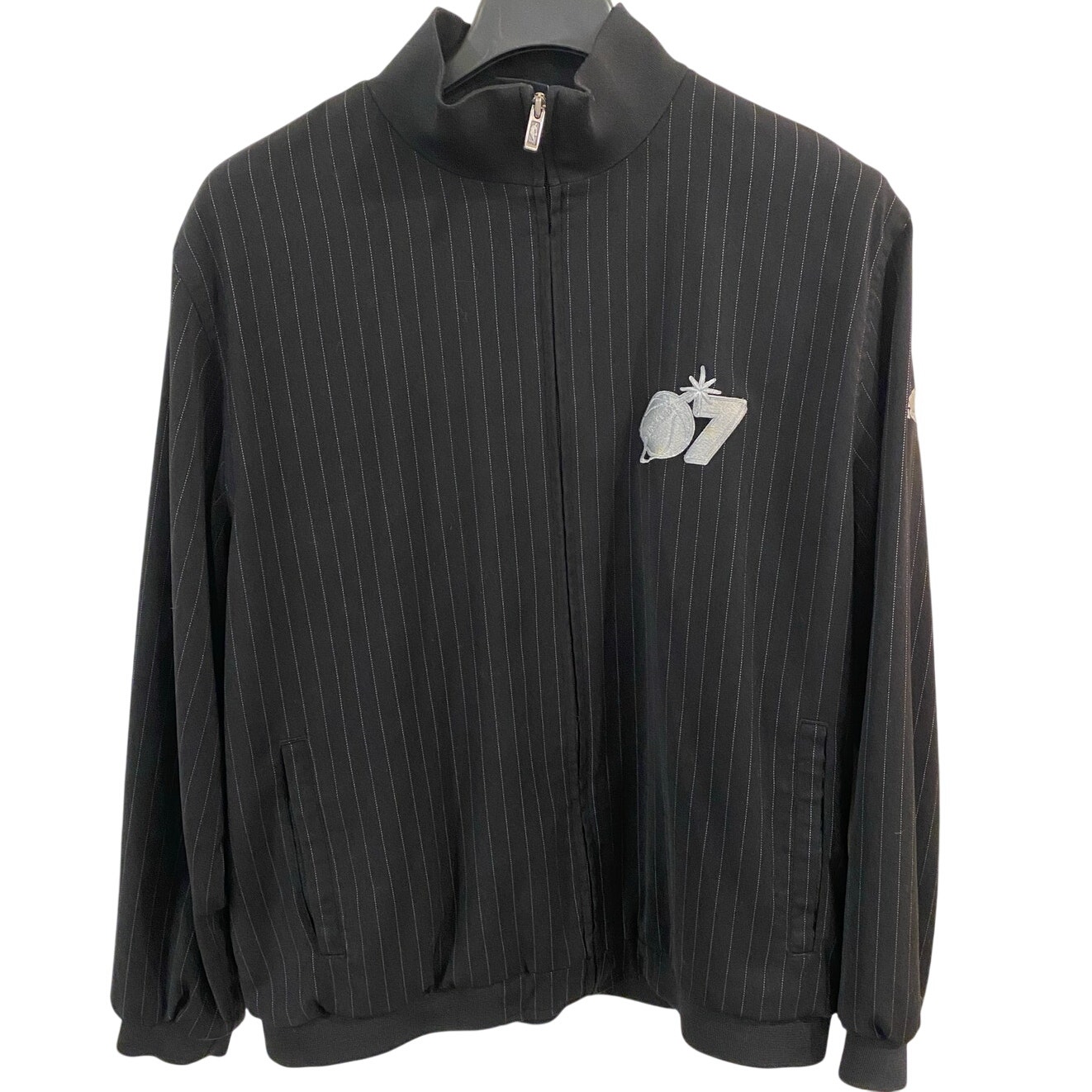 Adidas Las Vegas NBA Track Zip Up Jacket Pinstriped Black Men's Size Large