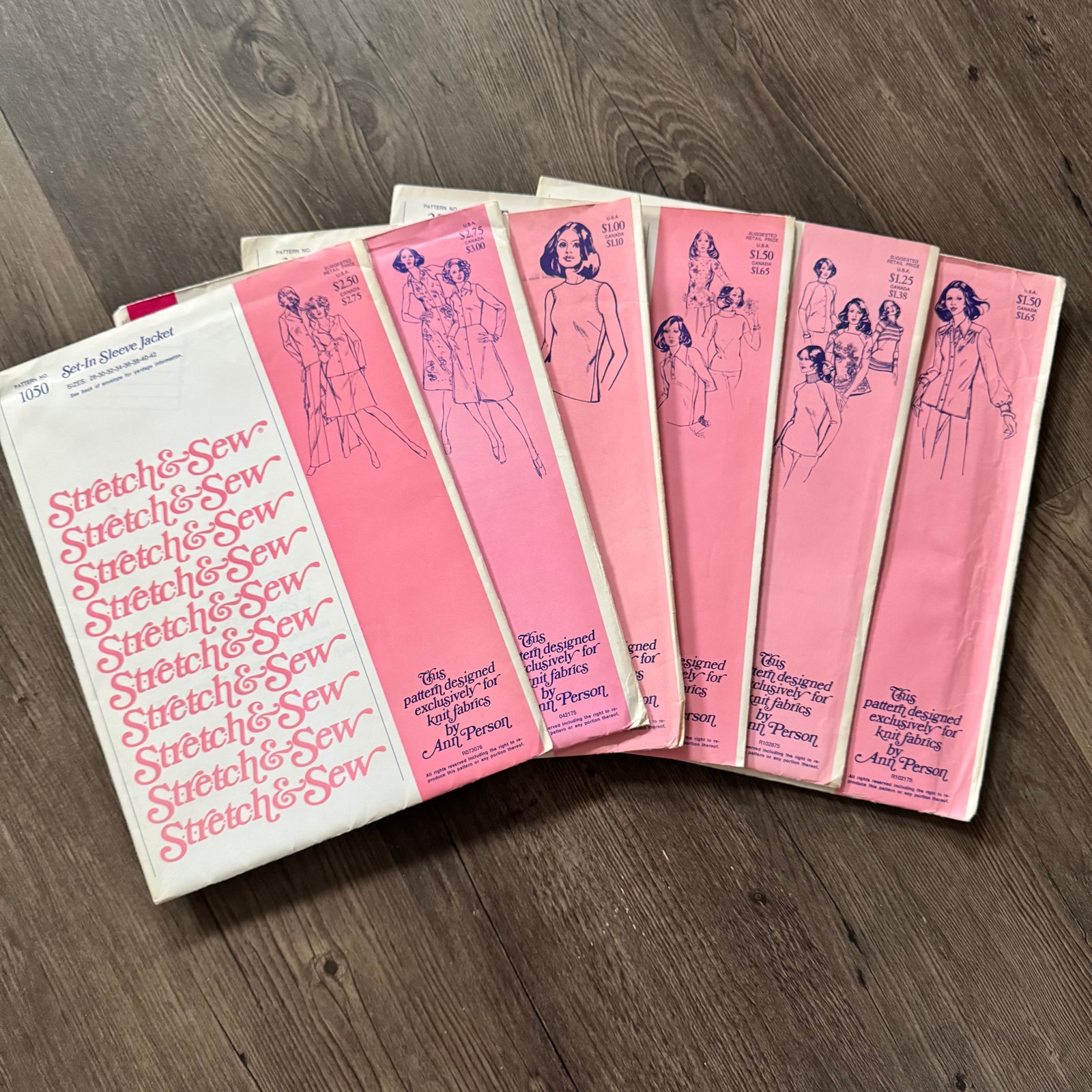 Lot of 6 UNCUT Vintage 1970s Sewing Pattern Stretch & Sew Sizes XXS-2XL Wardrobe