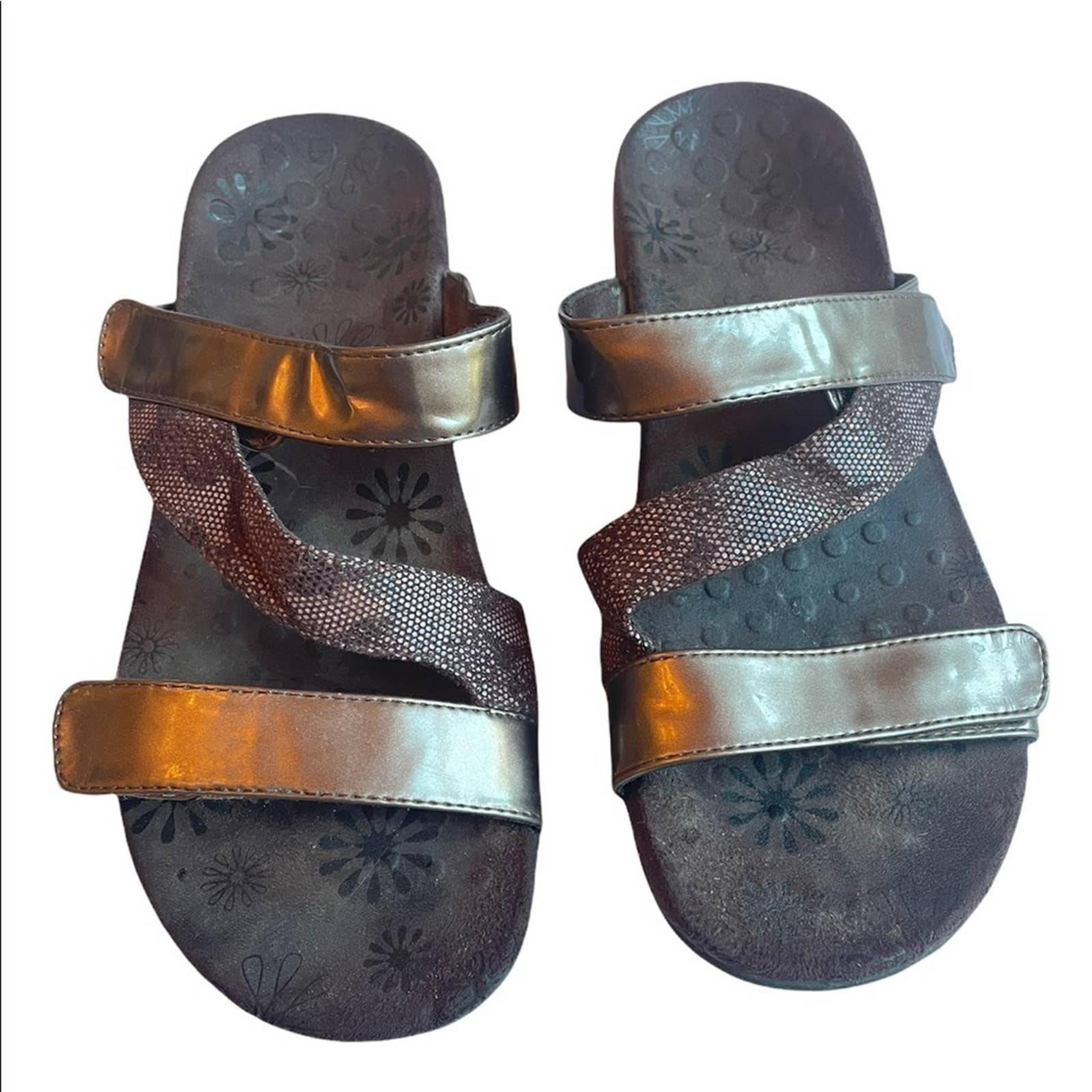 VIONIC Women's  JODIE BRONZE METALLIC Velcro Strap SANDALS 8