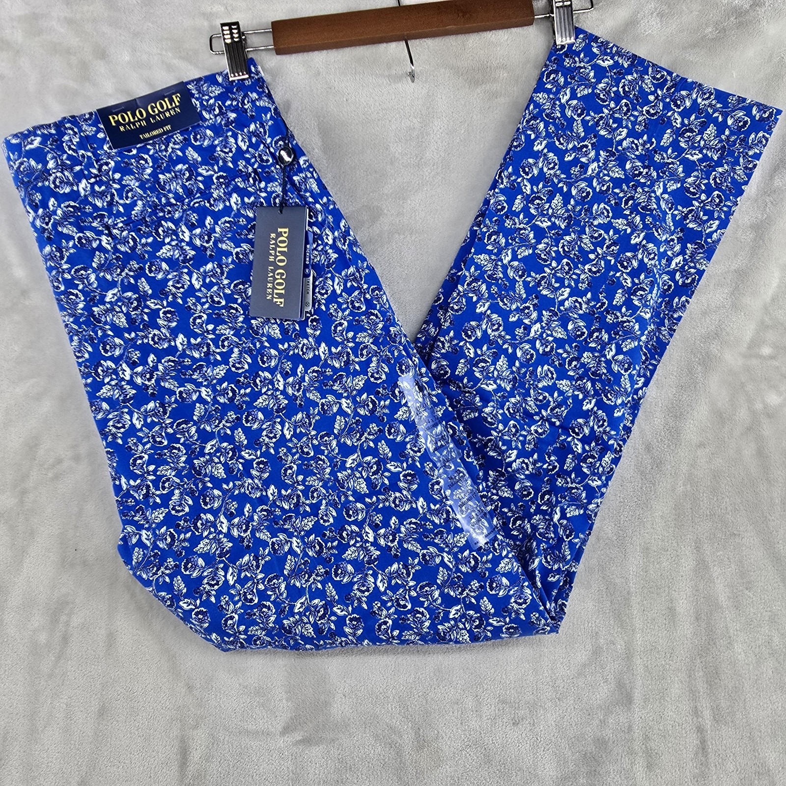 Polo Ralph Lauren Golf Pants Mens 34x32 Blue Floral Tailored Fit New