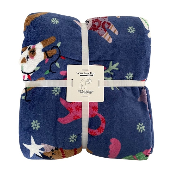 Vera Bradley Catnip Christmas Cat Holiday Plush Throw Blanket
