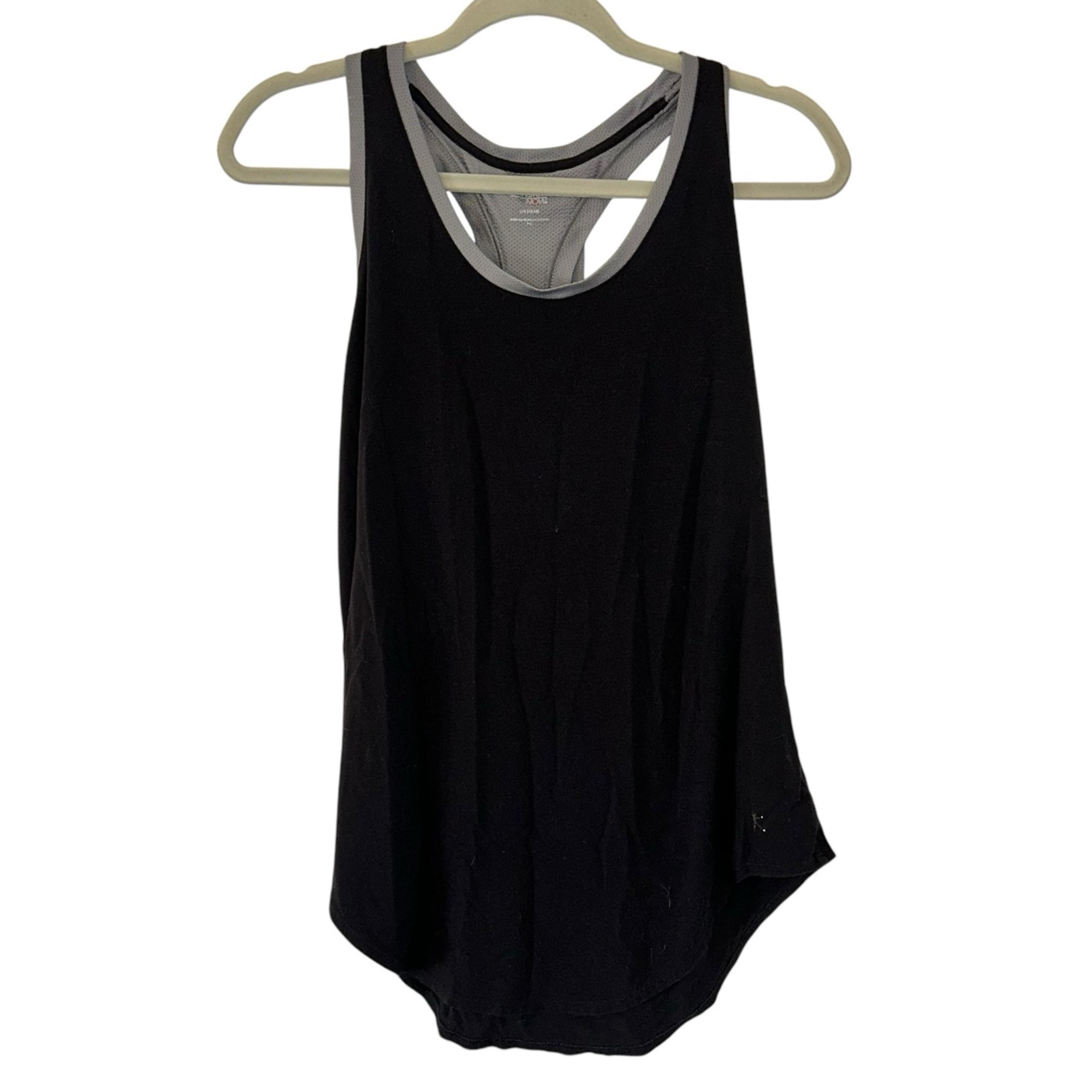 Black & Gray Danskin Workout Athletic Tank Top Razor Back Shirt Women Size Large