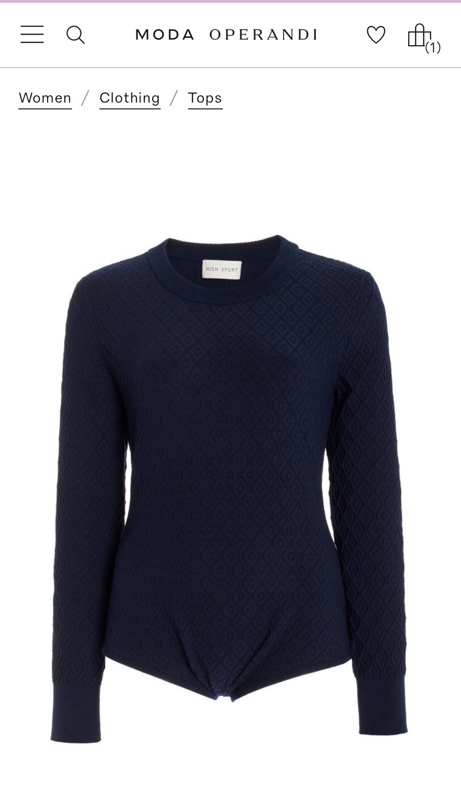 High Sport Drane Knit Bodysuit Navy Size Small
