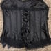 Black handmad satin corset top with removable straps and lace detailing