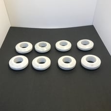 THIRSTYSTONE Elegant Beveled White Gray Swirl Marble Napkin Rings Set of 8