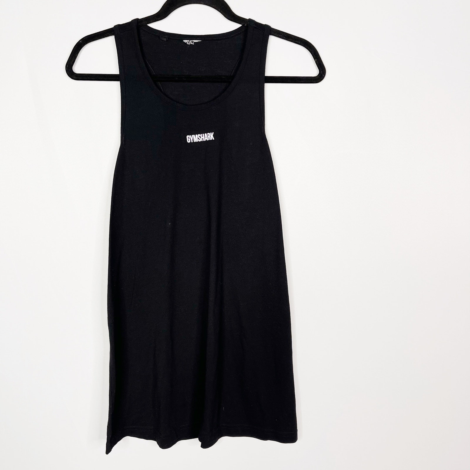 Gymshark Womens Large L Black Racerback Tank Top Logo Scoop Neck Recycled Poly