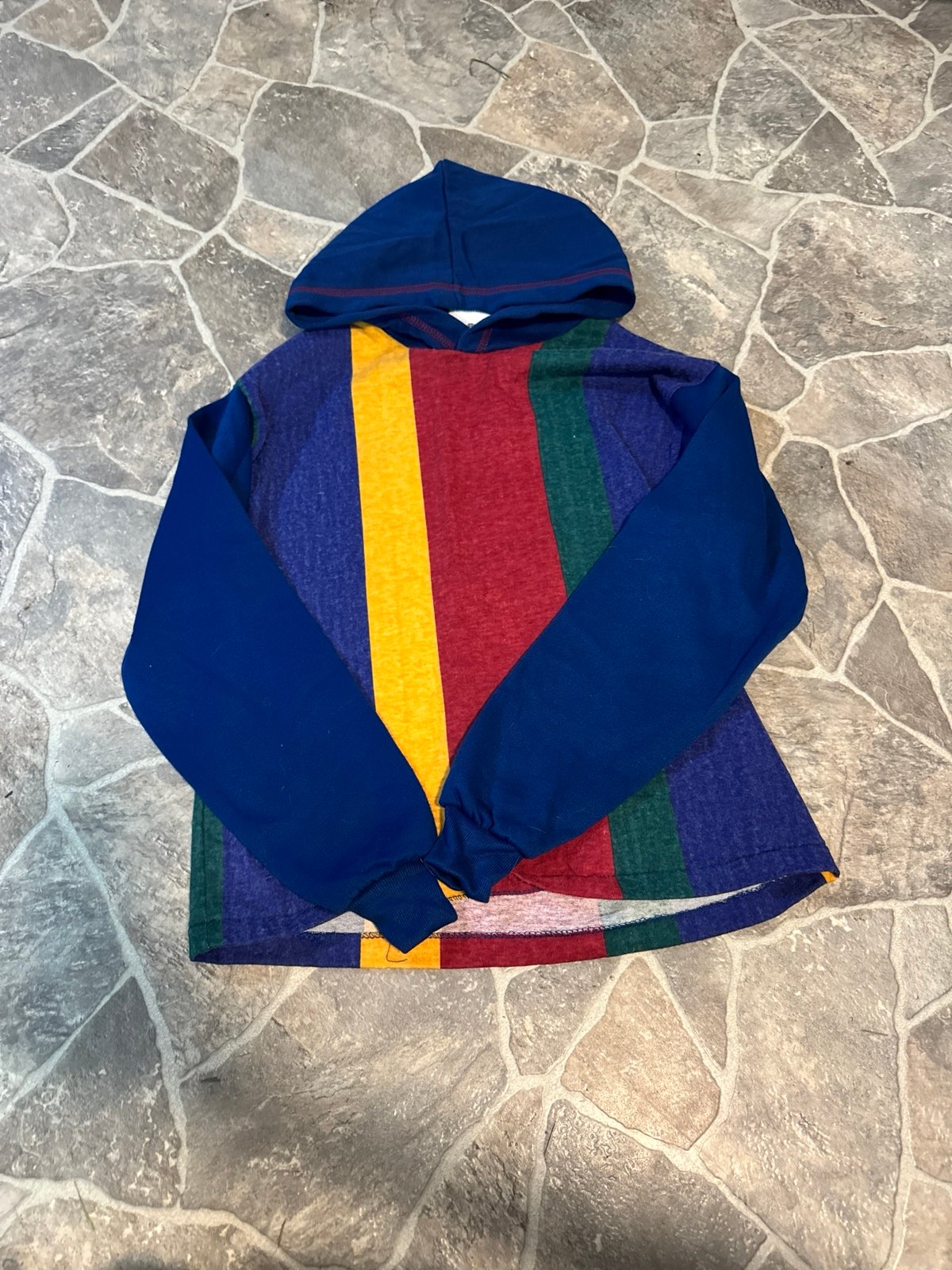 vintage colorblock kids hooded shirt 10/12