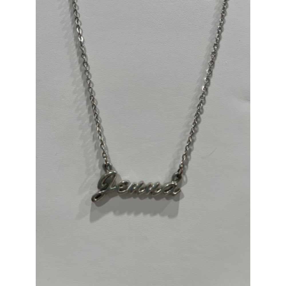 JENNA Silver Tone Script name Necklace Chain Fashion Jewelry