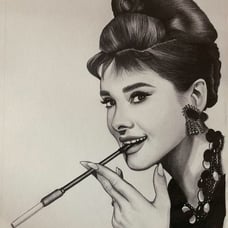 Audrey Hepburn Original Portrait Drawing