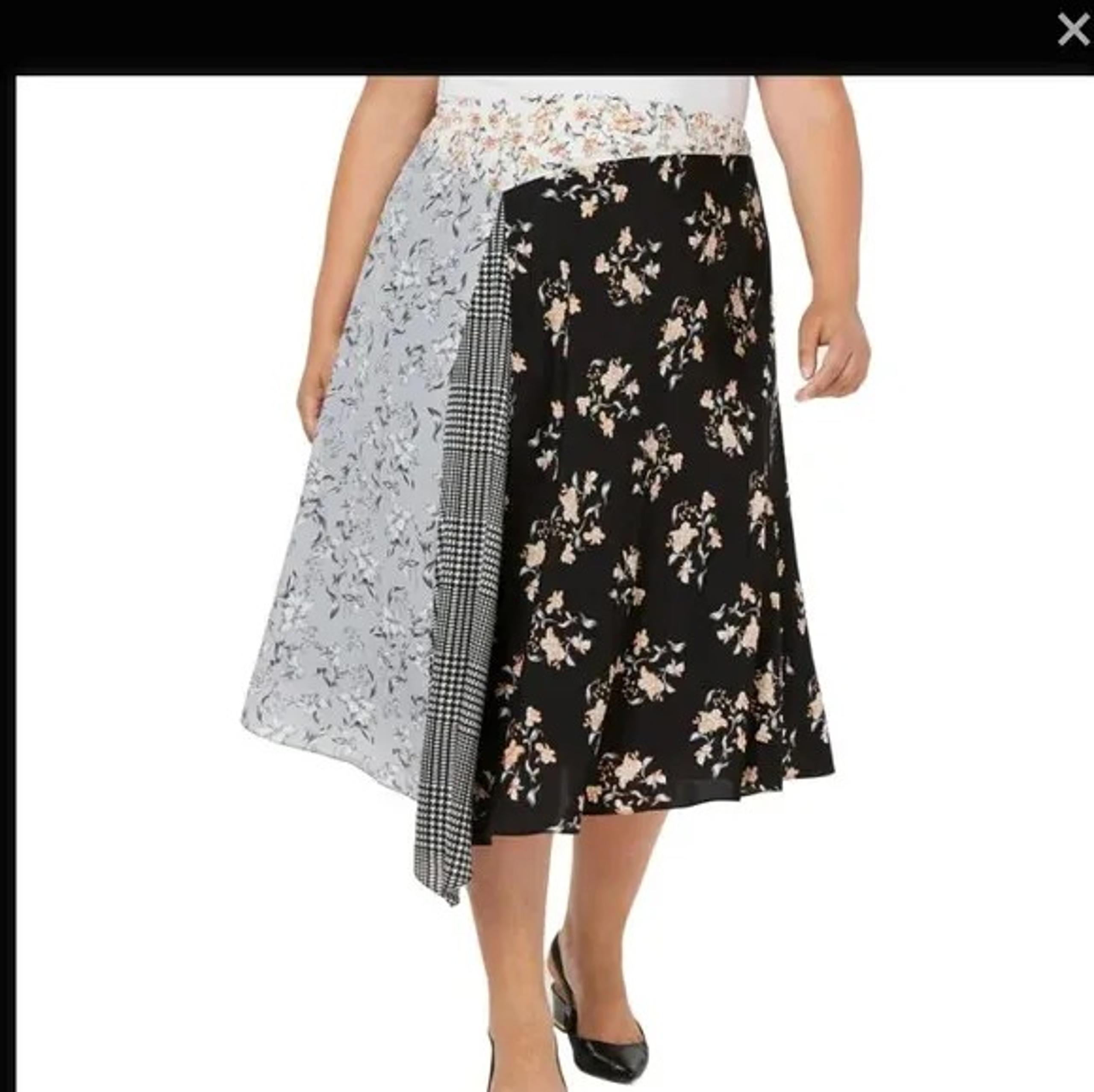 Calvin Klein Midi Skirt Womens Size 20W Asymmetric Printed Multi Color Polyester