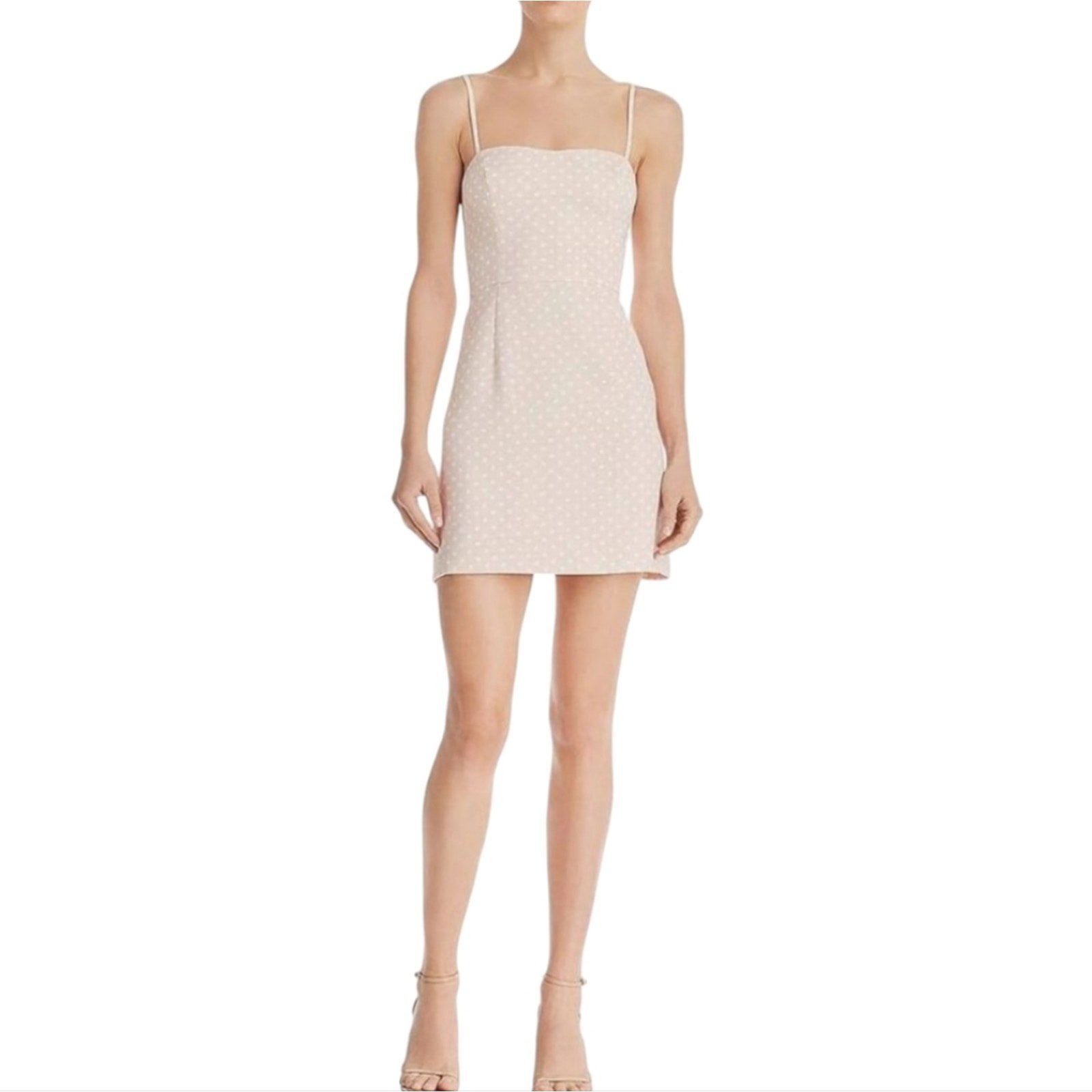 French Connection Barbie blush pink and white polka dot mini dress size 12 NEW