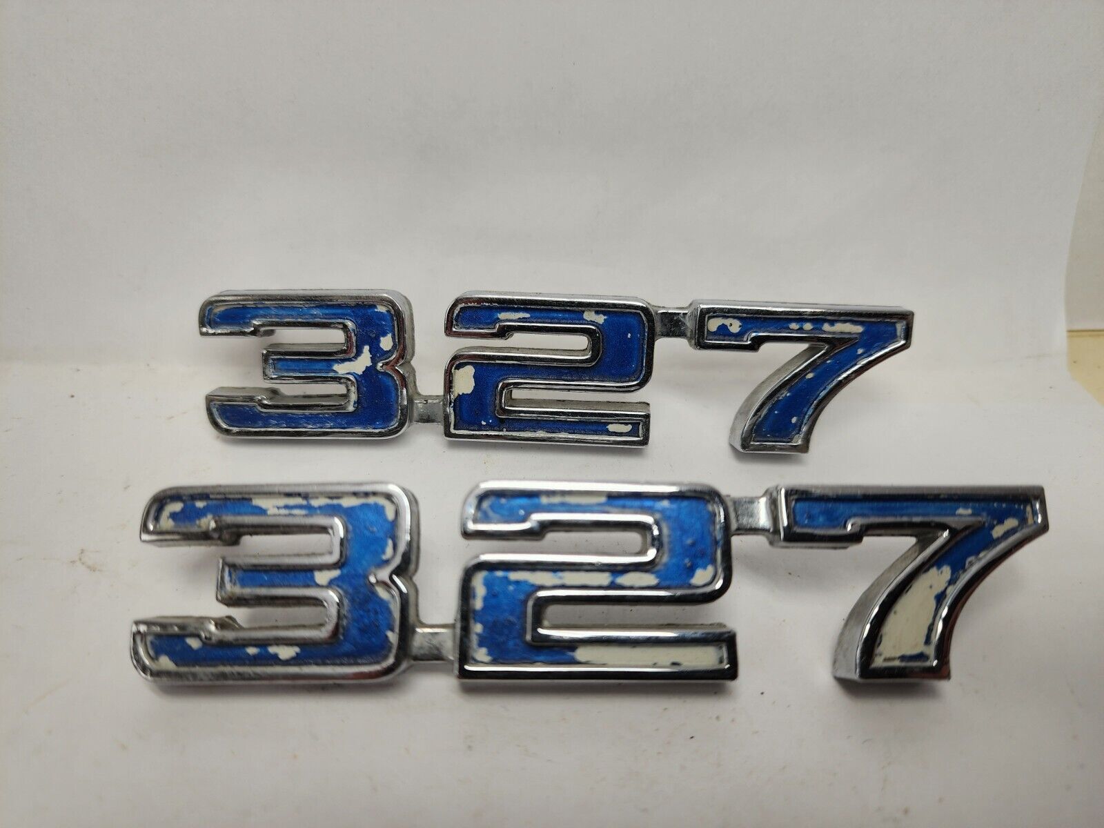 Vintage Pair 2 x 1969 Chevy Camaro 327 Fender Badge Emblem 3938667 OEM Chevrolet