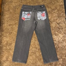 Ecko UNLTD. Comic Book Embroidered Baggy Fit Y2K Skater Jeans Mens Size 36