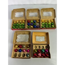Lot of 53 Assorted Vintage Small Glass Christmas Balls Ornaments in Boxes Japan