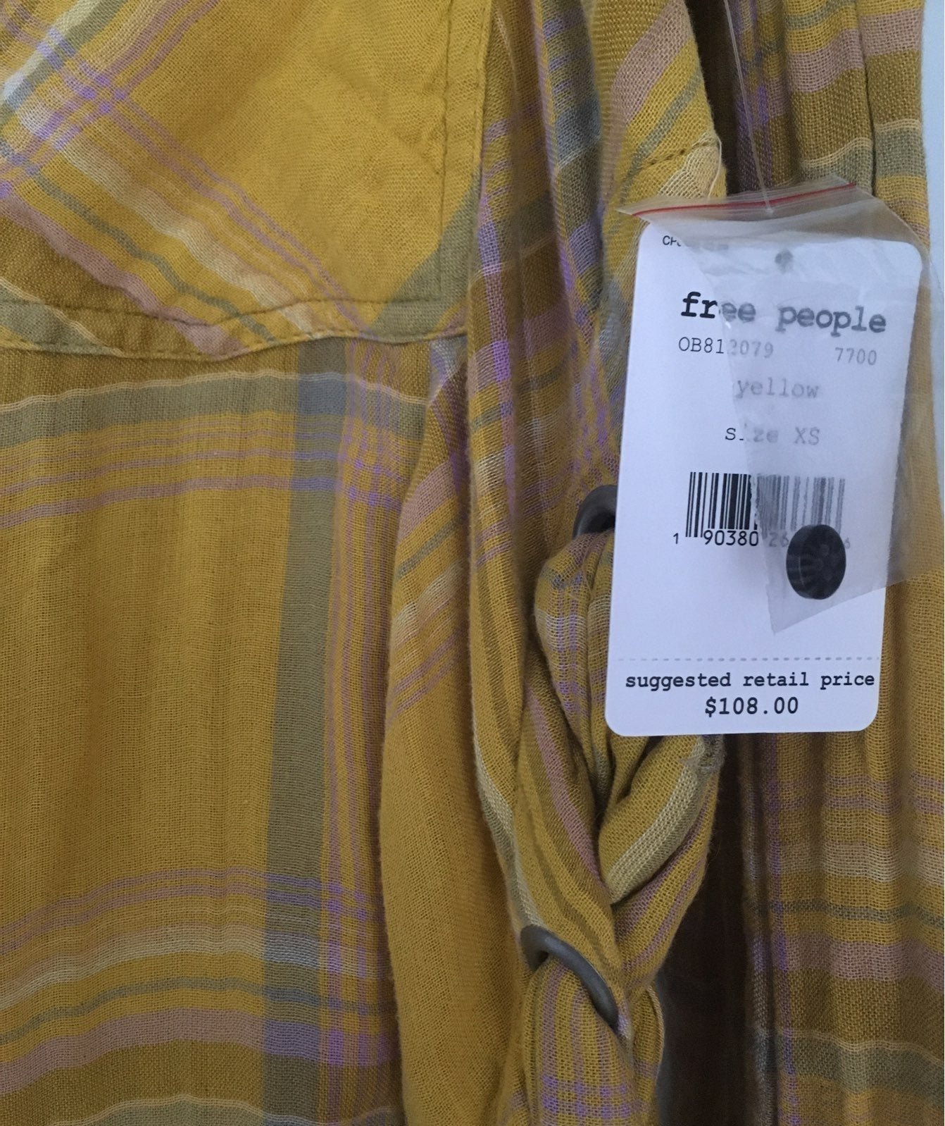 NWT Free People Buttondown Plaid Jacket Top
