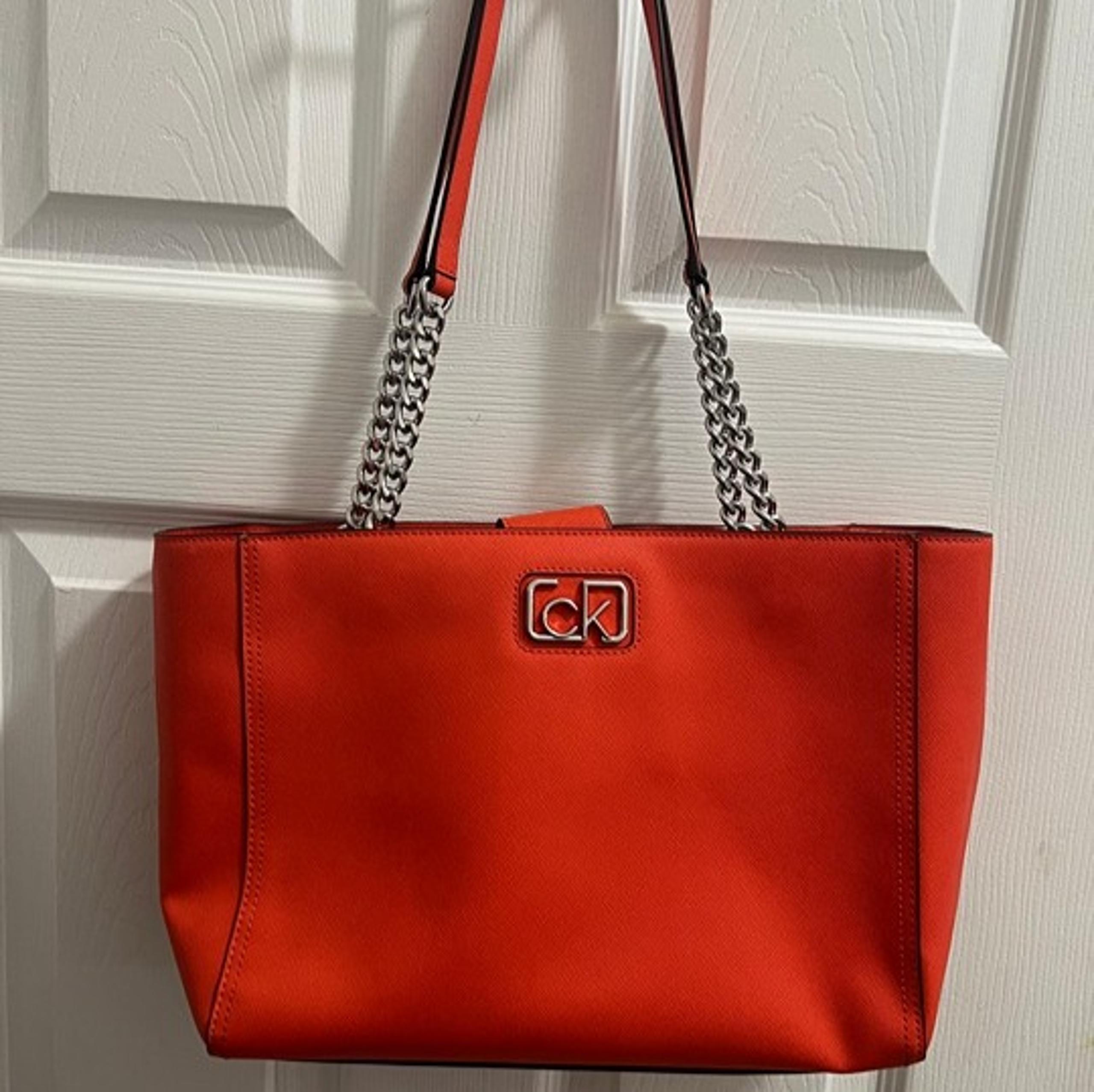 Calvin Klein Women's Orange Leather Tote Bag