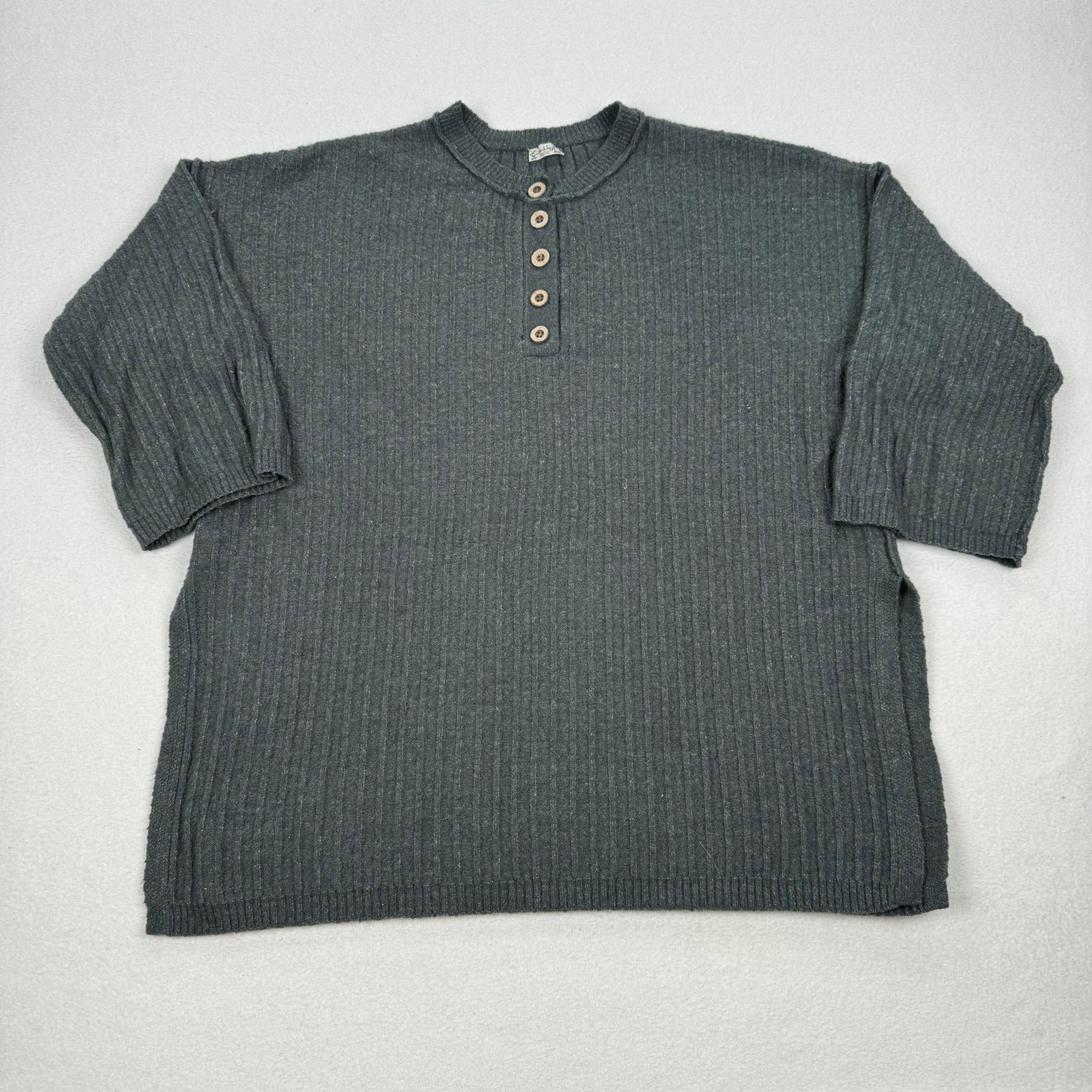 Free People Intimately Sweater Size Small Grey Henley Split Hem Oversized Cozy