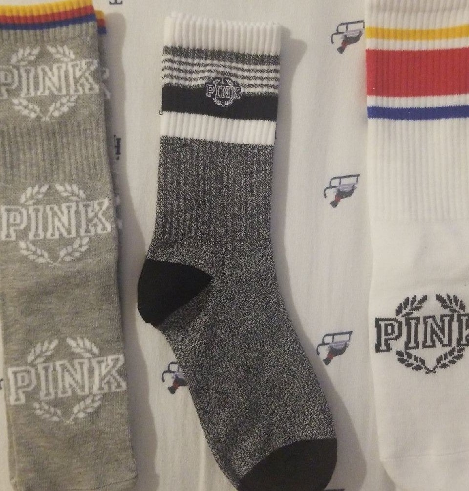 3 new VS PINK socks varsity crew