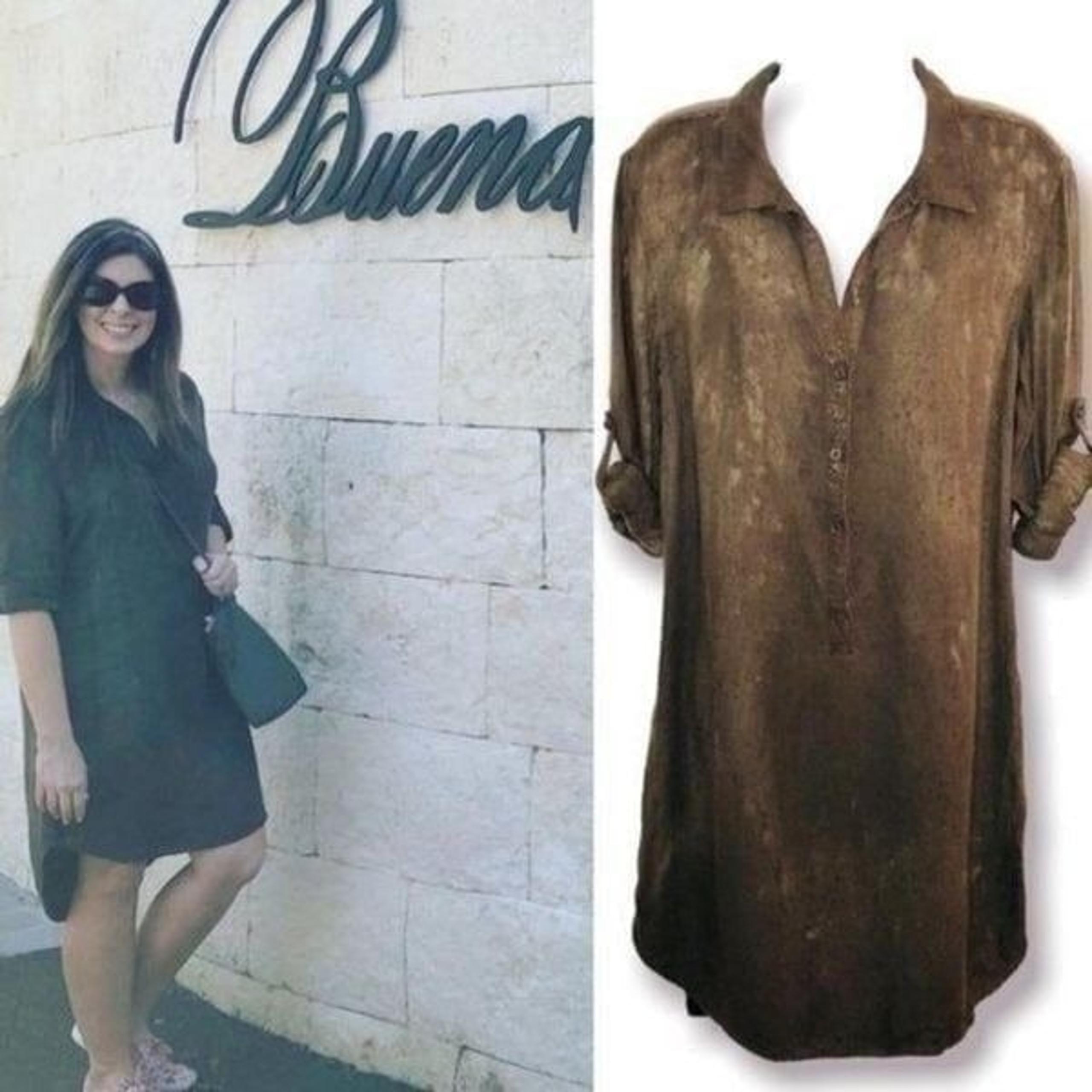 Bella Dahl Paint Splatter Faded High Low Tunic Dress Brown S
