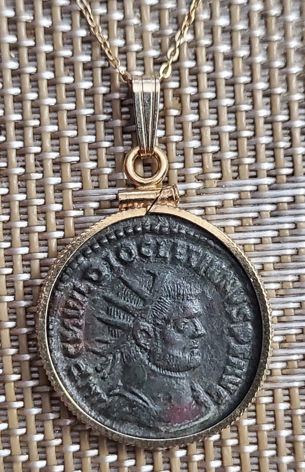 Genuine Ancient Roman Coin Emperor Philosopher Diocletian Gold Filled Necklace