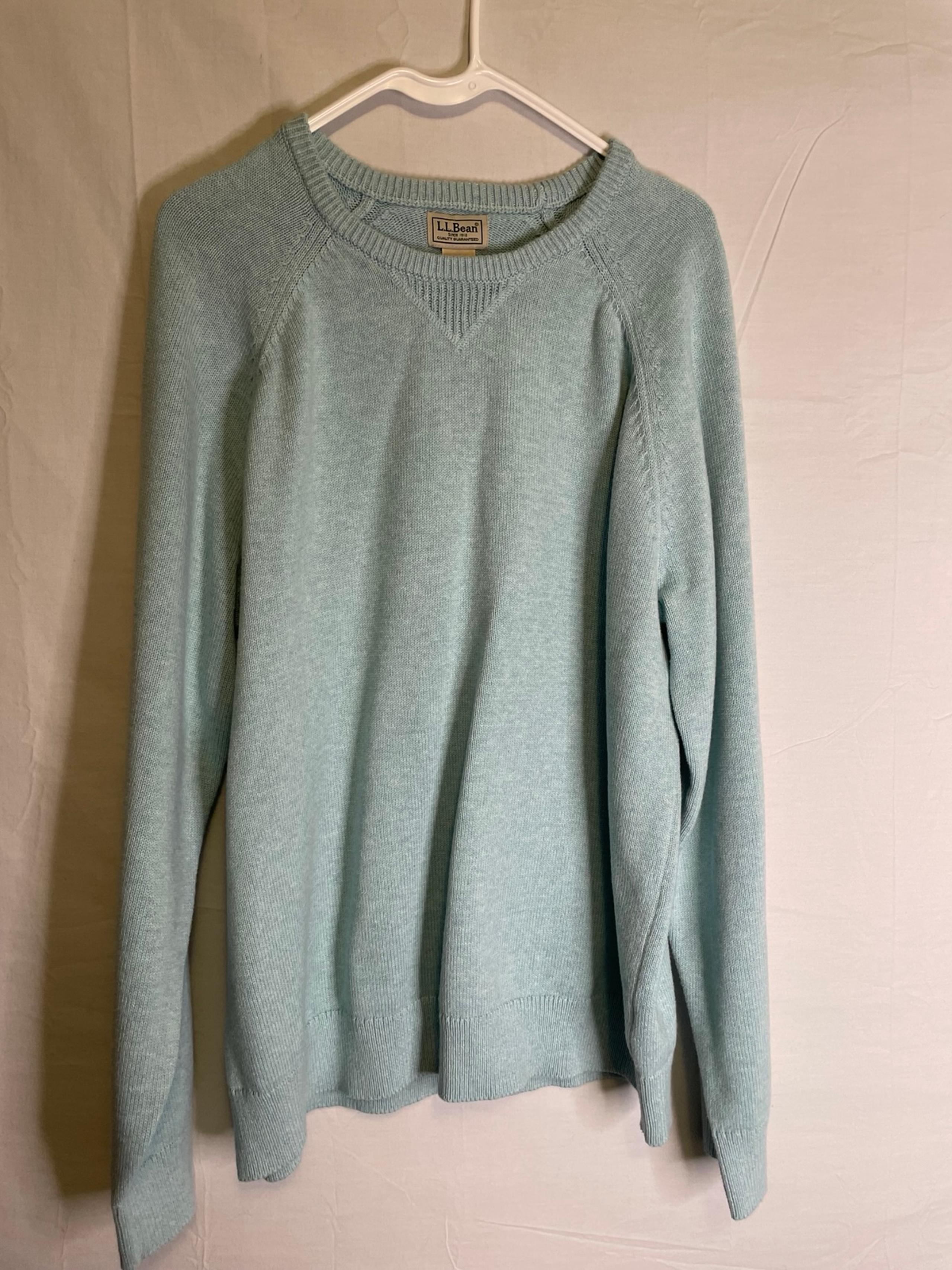 L.L. Bean Men's XL Cotton Casmere Sweater Crew Neck Green  5352