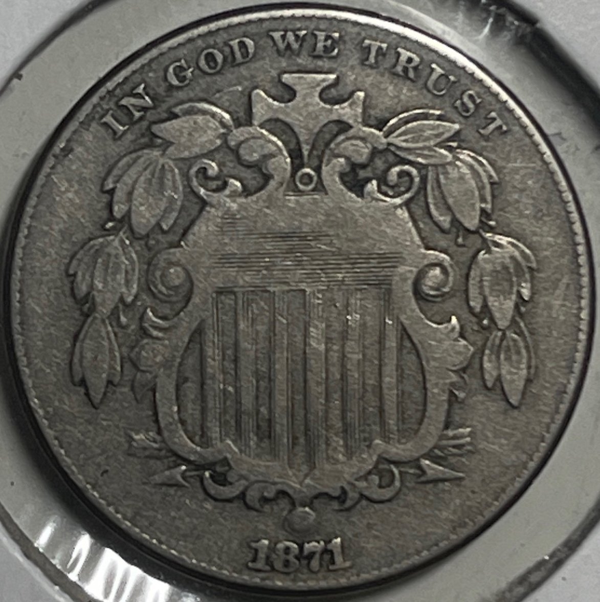 1871 Shield Nickel - US Key Date 5c Coin - Key date Shield Nickel
