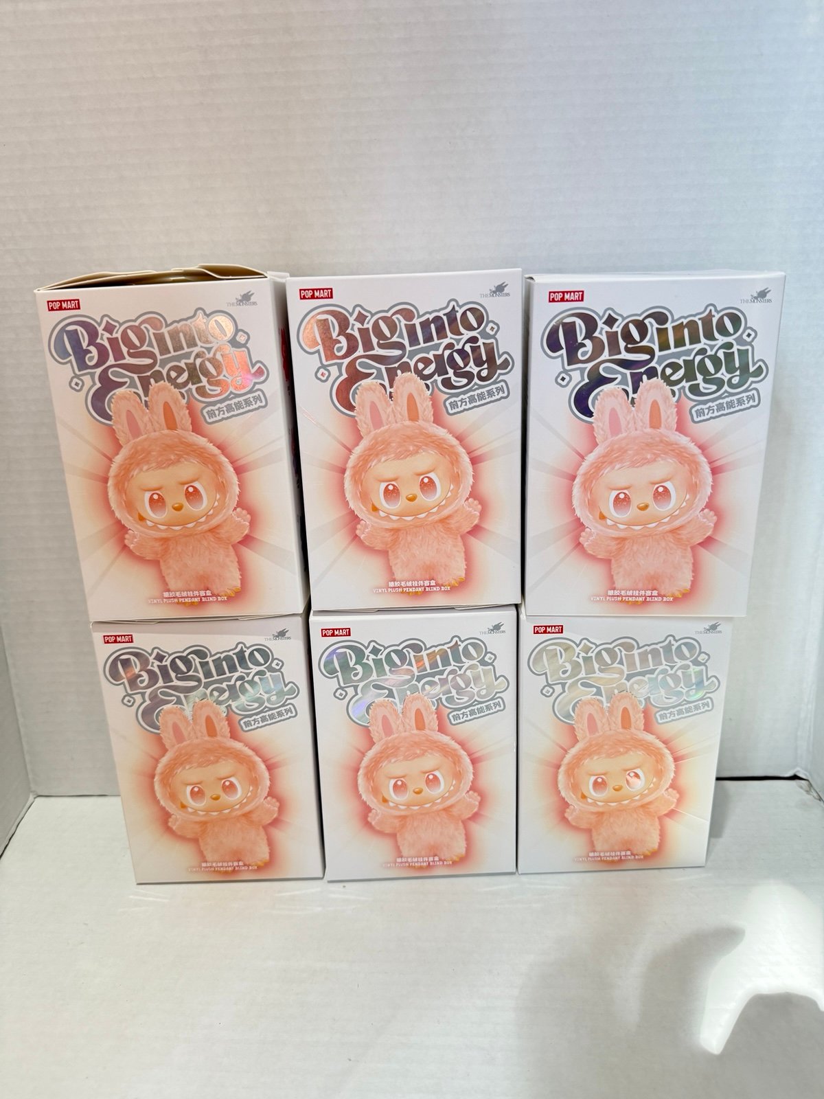 Labubu the monsters big into energy plush pendant hold set open box 6 color