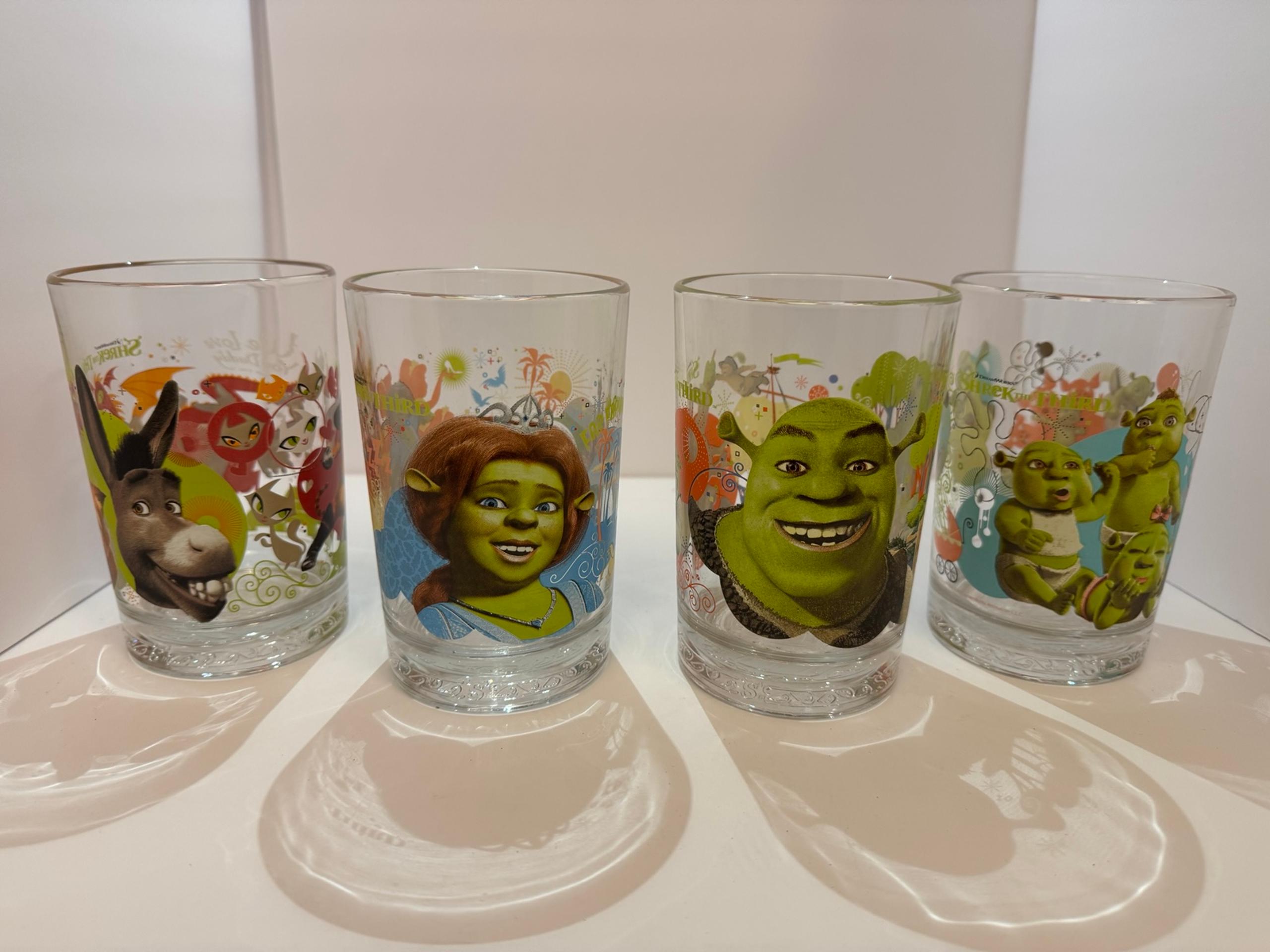 Complete Set of 4 McDonalds Shrek The Third 2007 Glasses Fiona Donkey Rare