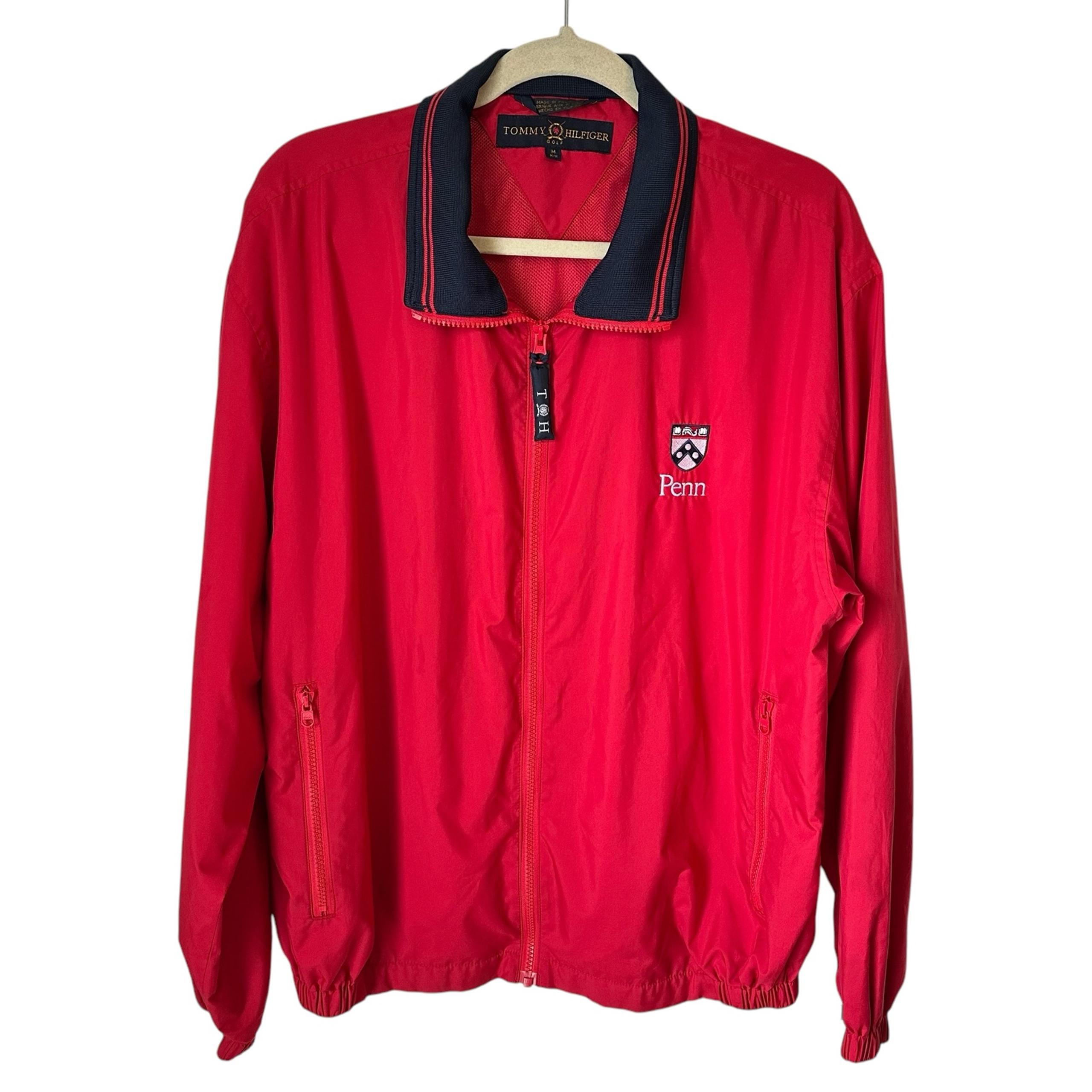Vintage Tommy Hilfiger Golf Full Zip Windbreaker Jacket Med University Of Penn