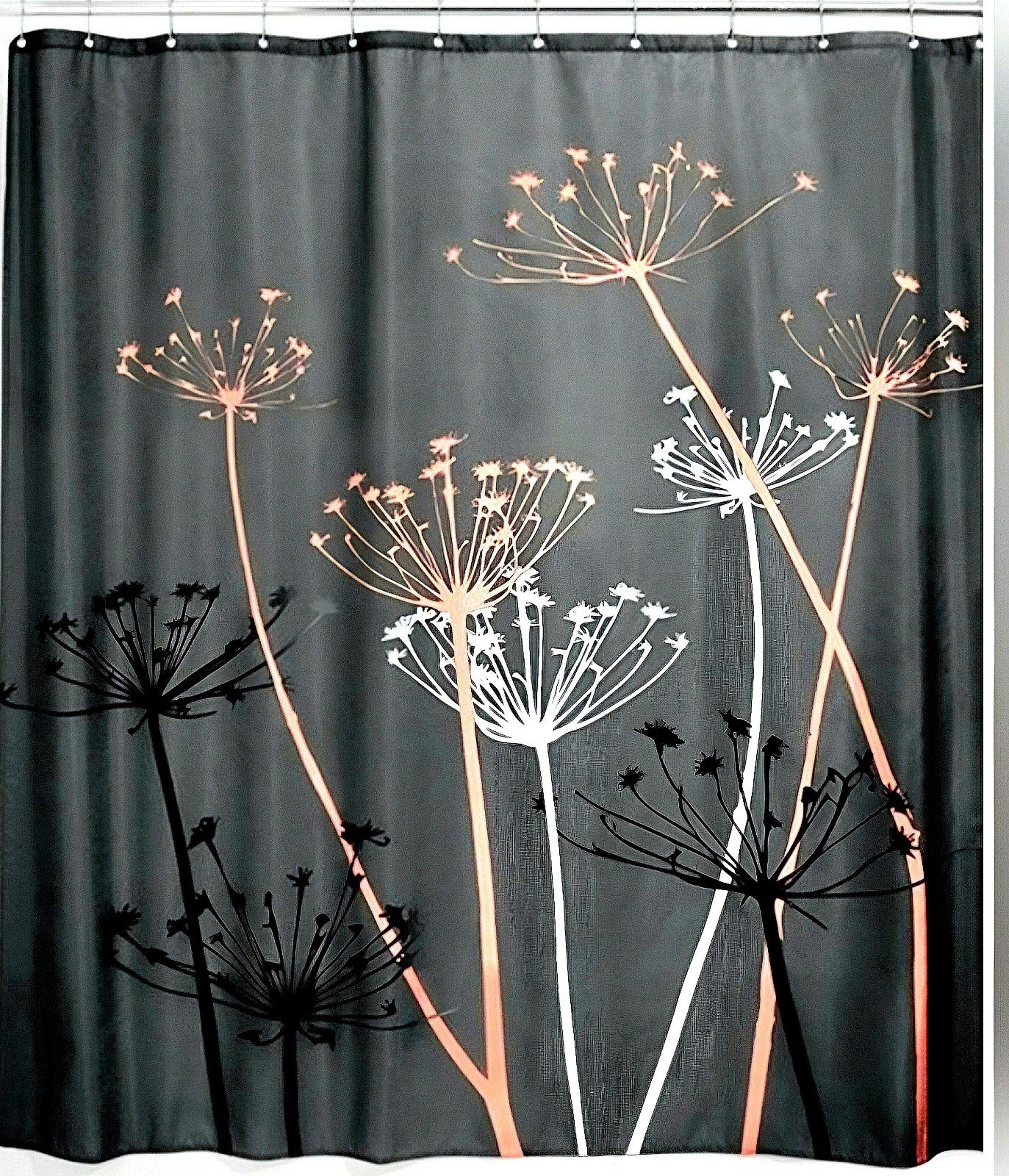 NWT iDesign Shower Curtain (WITHOUT HOOKS) 72"Wx72"H(Coral/Gray/Black/White)
