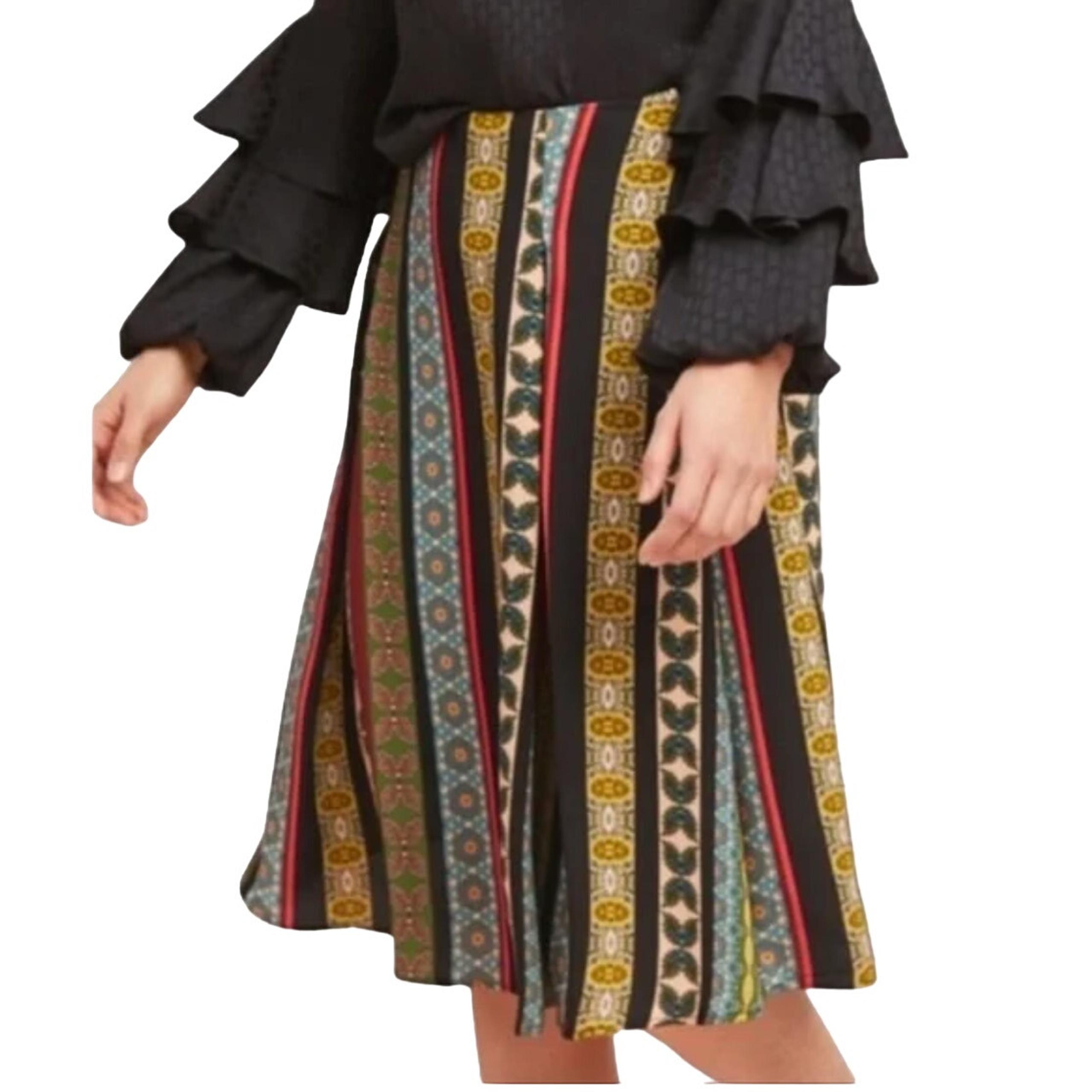 Anthropologie S Womens Eri Ali Scarf Print Midi Skirt A-Line Multicolor