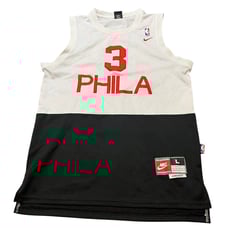 Allen Iverson #3 Philadelphia 76ers NBA Nike White Black Jersey Size Large