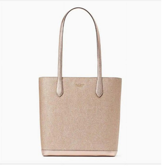 Kate Spade New York Tinsel Rose Gold Glitter Shoulder Tote Purse Handbag NWT