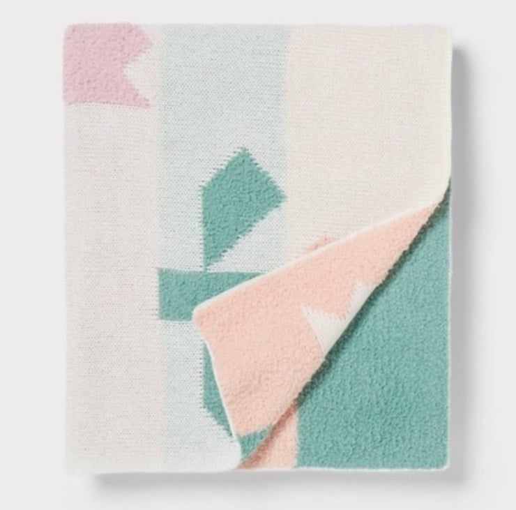 Tulip Printed Kids' Knit Reversible Throw Blanket Soft - Pillowfort