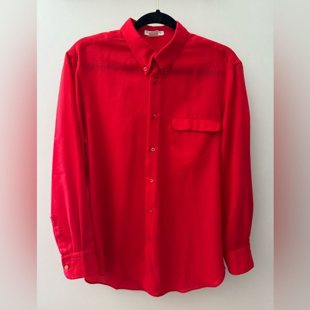 Vintage Luxury Chateaucore L'EQUIPE Bright Red Lightweight Wool Blouse L / XL