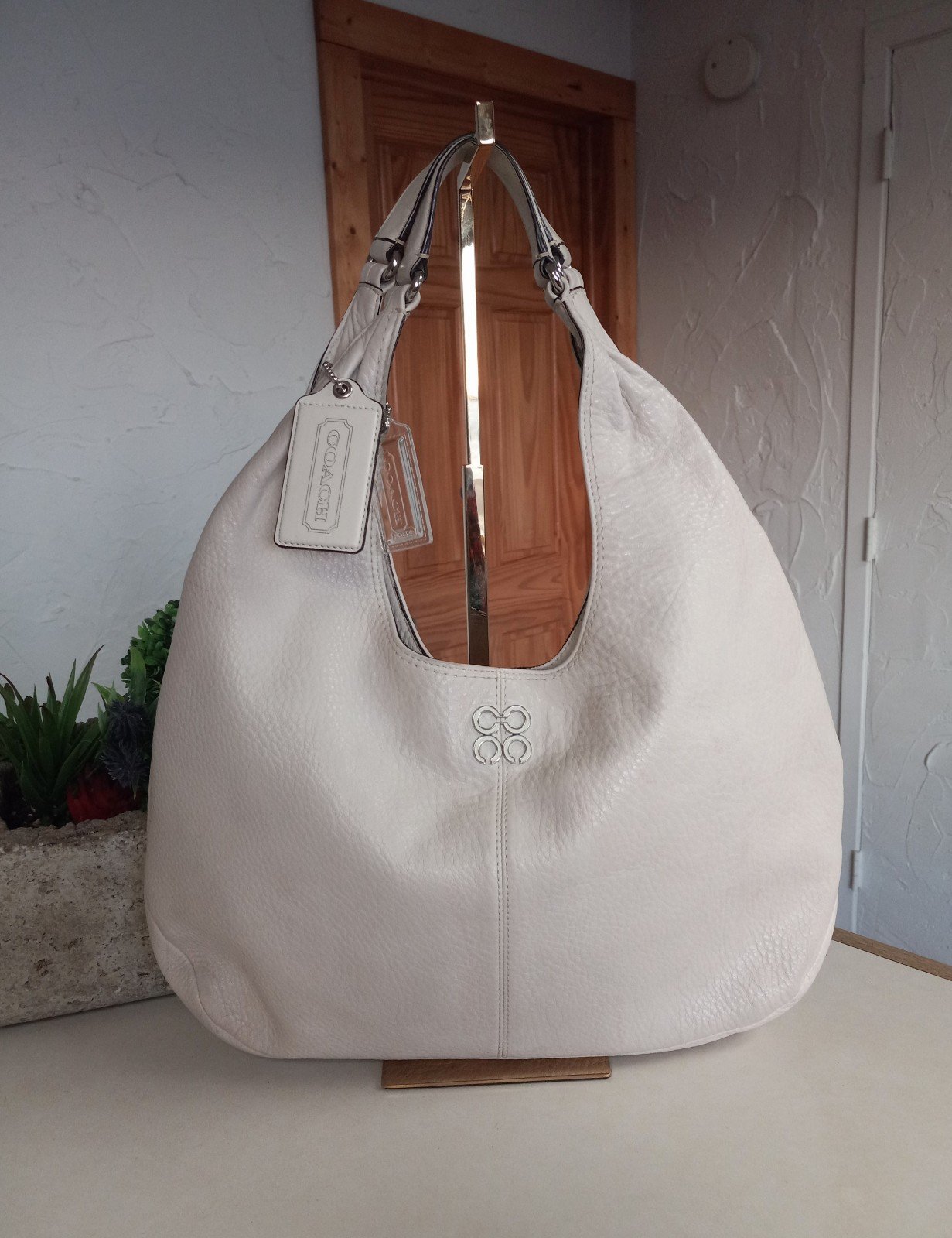 Coach Julia Ergo Bag, Early 2000's, Bone, Silver Hardware