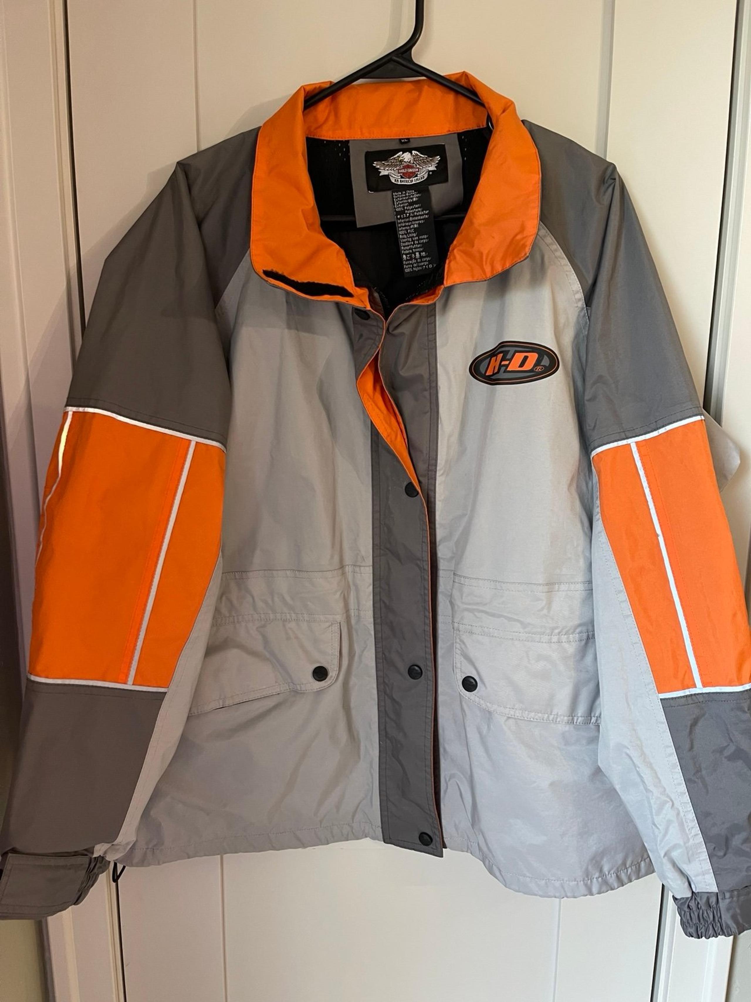 Harley Davidson Motorcycles Windbreaker Light Jacket Sz XL Gray Reflective Rain - Harley-Davidson
