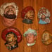 Chalkware Wall Hanging 6 Men's Heads LOT
