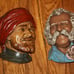 Chalkware Wall Hanging 6 Men's Heads LOT