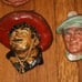 Chalkware Wall Hanging 6 Men's Heads LOT