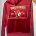 true religion classic velour zip hoodie red dahlia