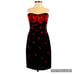 Bebe Satin Rose Print Little Black Dress