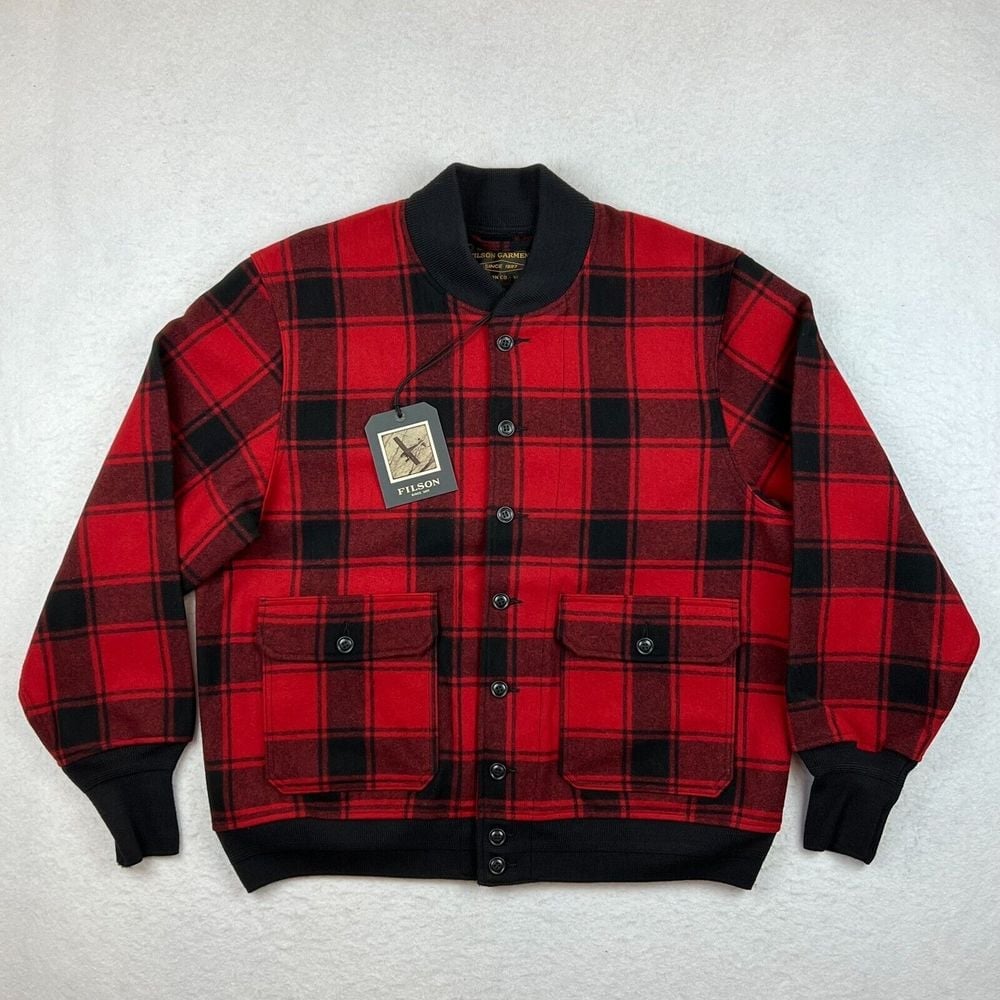 New NWT Mens Filson CCC Wool Buffalo Plaid Bomber Jacket Coat XL MSRP 395
